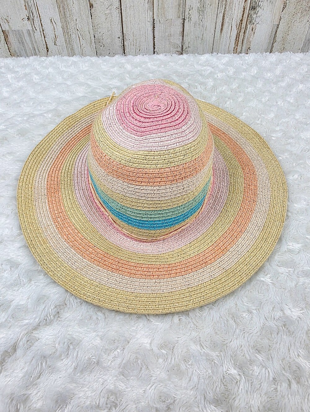 H&M Striped Pastel Wide Brim Sun Hat Size 4-6 Years